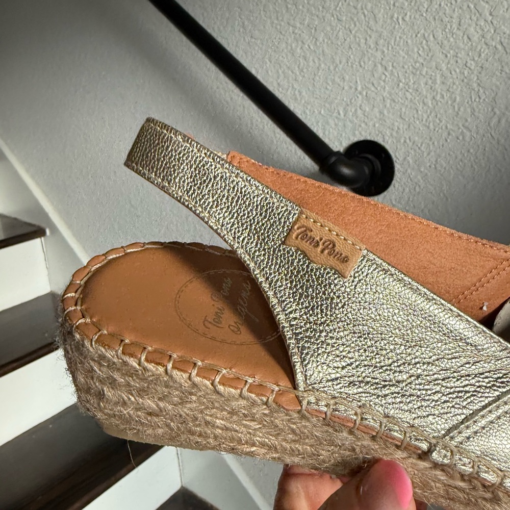 Toni Pons Bernie-P Platinum Peep Toe Espadrilles NWOB sz: 9 - Picture 11 of 16